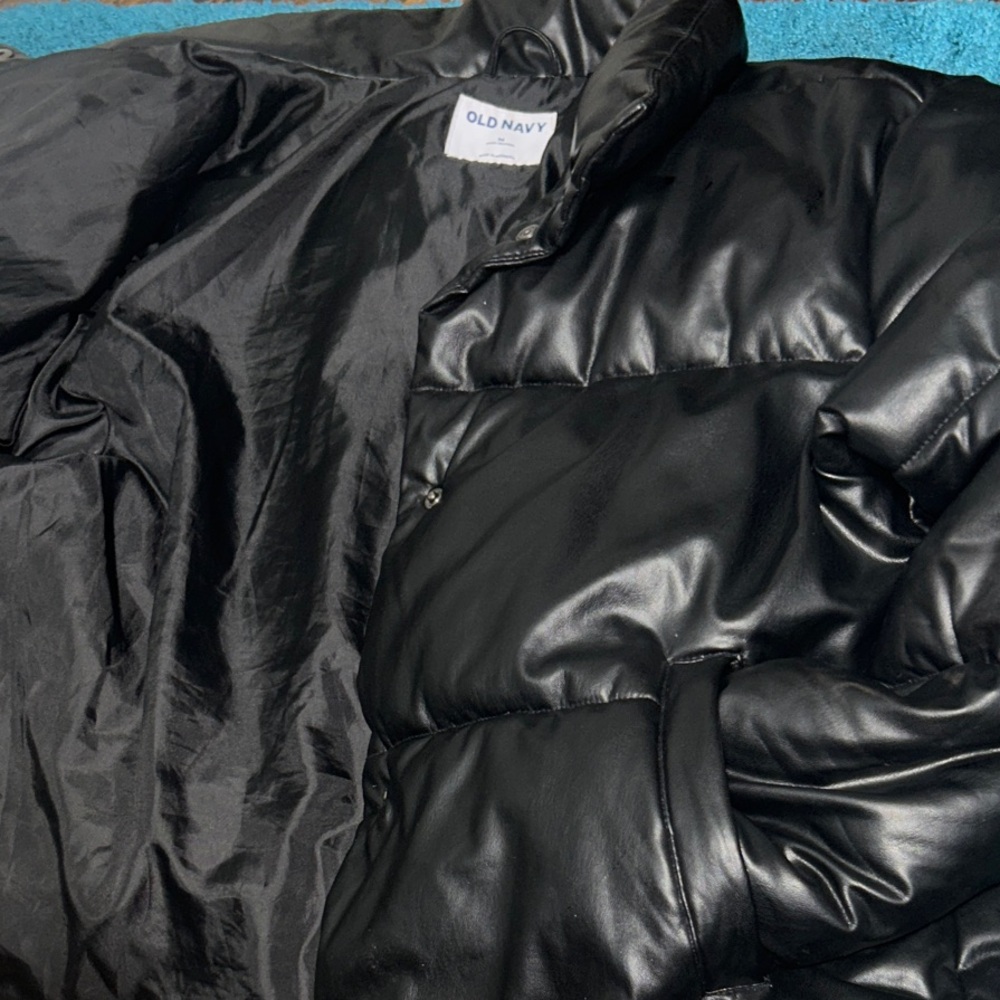 Old Navy Shiny Black Puffer Coat